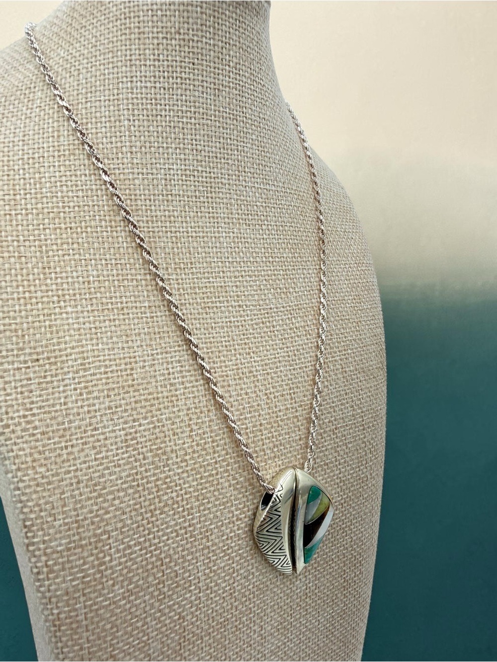 Carolyn Pollack Relios Meeting Pendant Gemstone Inlay Sterling Silver Necklace - Picture 7 of 17